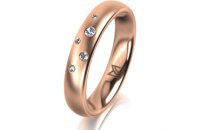 Ring 14 Karat Rotgold 4.0 mm l&auml;ngsmatt 5 Brillanten...