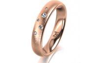 Ring 18 Karat Rotgold 4.0 mm sandmatt 5 Brillanten G vs...