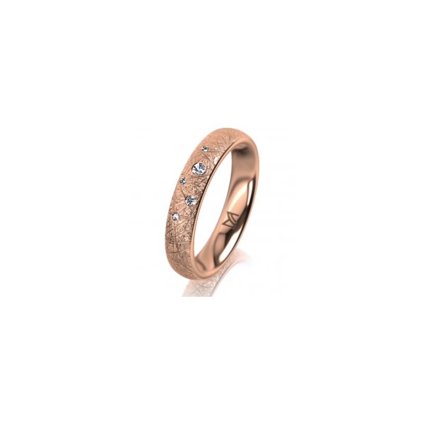 Ring 18 Karat Rotgold 4.0 mm kristallmatt 5 Brillanten G vs Gesamt 0,035ct
