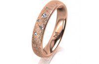 Ring 18 Karat Rotgold 4.0 mm kristallmatt 5 Brillanten G...