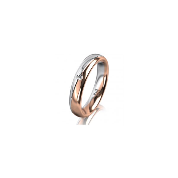 Ring 14 Karat Rot-/Weissgold 4.0 mm poliert 1 Brillant G vs 0,025ct