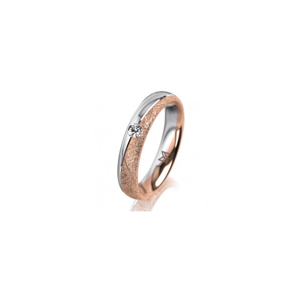 Ring 14 Karat Rot-/Weissgold 4.0 mm kristallmatt 1 Brillant G vs 0,065ct
