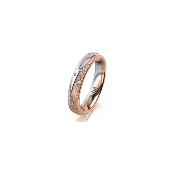 Ring 14 Karat Rot-/Weissgold 4.0 mm kristallmatt 3 Brillanten G vs Gesamt 0,030ct