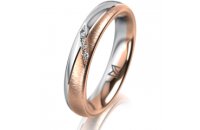 Ring 14 Karat Rot-/Weissgold 4.0 mm sandmatt 4 Brillanten...