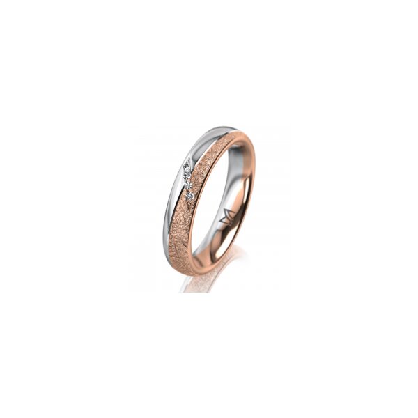 Ring 14 Karat Rot-/Weissgold 4.0 mm kristallmatt 4 Brillanten G vs Gesamt 0,020ct