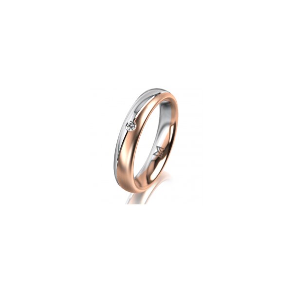Ring 18 Karat Rot-/Weissgold 4.0 mm l&auml;ngsmatt 1 Brillant G vs 0,025ct