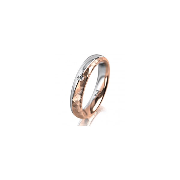Ring 18 Karat Rot-/Weissgold 4.0 mm diamantmatt 1 Brillant G vs 0,025ct
