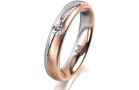Ring 18 Karat Rot-/Weissgold 4.0 mm sandmatt 1 Brillant G...