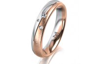 Ring 18 Karat Rot-/Weissgold 4.0 mm sandmatt 3 Brillanten...