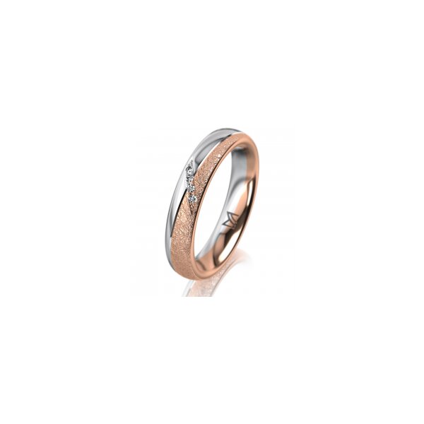 Ring 18 Karat Rot-/Weissgold 4.0 mm kreismatt 4 Brillanten G vs Gesamt 0,020ct