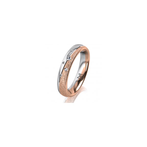 Ring 18 Karat Rot-/Weissgold 4.0 mm kreismatt 5 Brillanten G vs Gesamt 0,035ct