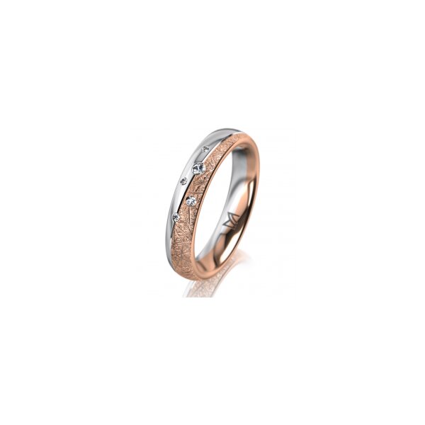Ring 18 Karat Rot-/Weissgold 4.0 mm kristallmatt 5 Brillanten G vs Gesamt 0,035ct