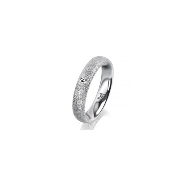 Ring 14 Karat Weissgold 4.0 mm kristallmatt 1 Brillant G vs 0,025ct