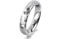 Ring 14 Karat Weissgold 4.0 mm diamantmatt 1 Brillant G...