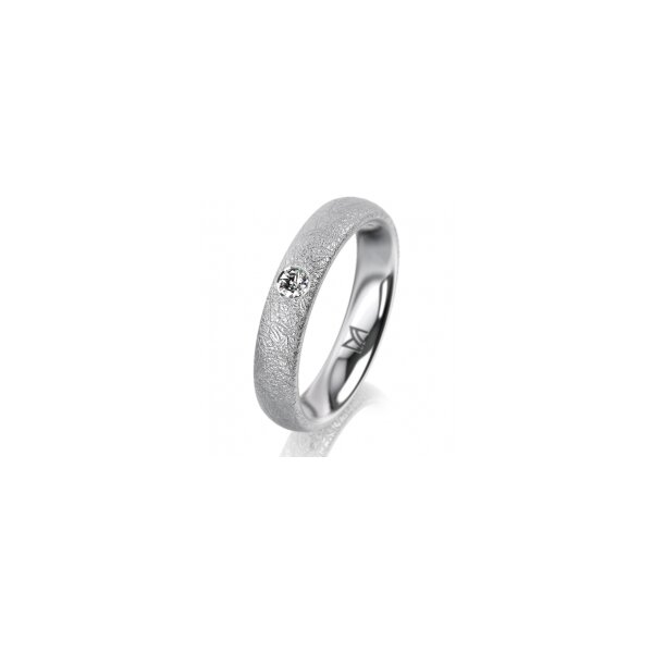 Ring 14 Karat Weissgold 4.0 mm kreismatt 1 Brillant G vs 0,065ct