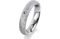 Ring 14 Karat Weissgold 4.0 mm kristallmatt 1 Brillant G...