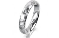 Ring 14 Karat Weissgold 4.0 mm diamantmatt 1 Brillant G...