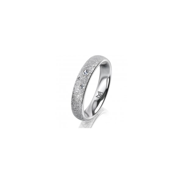 Ring 14 Karat Weissgold 4.0 mm kristallmatt 3 Brillanten G vs Gesamt 0,030ct