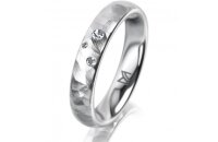 Ring 14 Karat Weissgold 4.0 mm diamantmatt 3 Brillanten G...