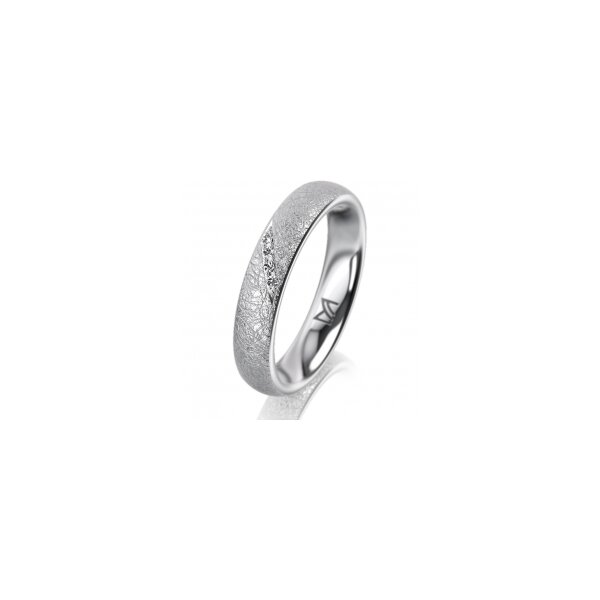 Ring 14 Karat Weissgold 4.0 mm kreismatt 4 Brillanten G vs Gesamt 0,020ct