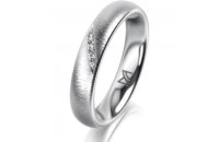 Ring 14 Karat Weissgold 4.0 mm sandmatt 4 Brillanten G vs...