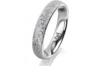 Ring 14 Karat Weissgold 4.0 mm kristallmatt 4 Brillanten...