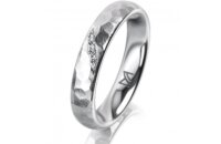 Ring 14 Karat Weissgold 4.0 mm diamantmatt 4 Brillanten G...