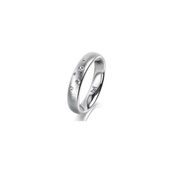 Ring 14 Karat Weissgold 4.0 mm sandmatt 5 Brillanten G vs Gesamt 0,035ct