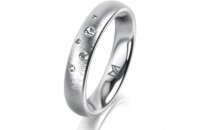 Ring 14 Karat Weissgold 4.0 mm sandmatt 5 Brillanten G vs...