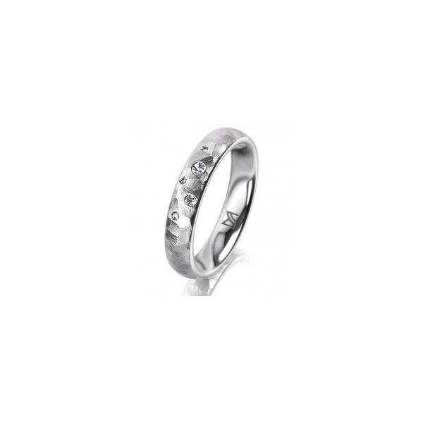 Ring 14 Karat Weissgold 4.0 mm diamantmatt 5 Brillanten G vs Gesamt 0,035ct