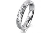 Ring 14 Karat Weissgold 4.0 mm diamantmatt 5 Brillanten G...