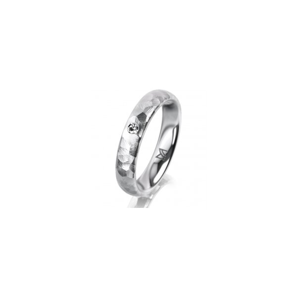 Ring 18 Karat Weissgold 4.0 mm diamantmatt 1 Brillant G vs 0,025ct