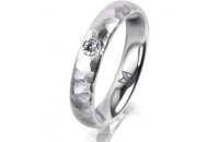 Ring 18 Karat Weissgold 4.0 mm diamantmatt 1 Brillant G...