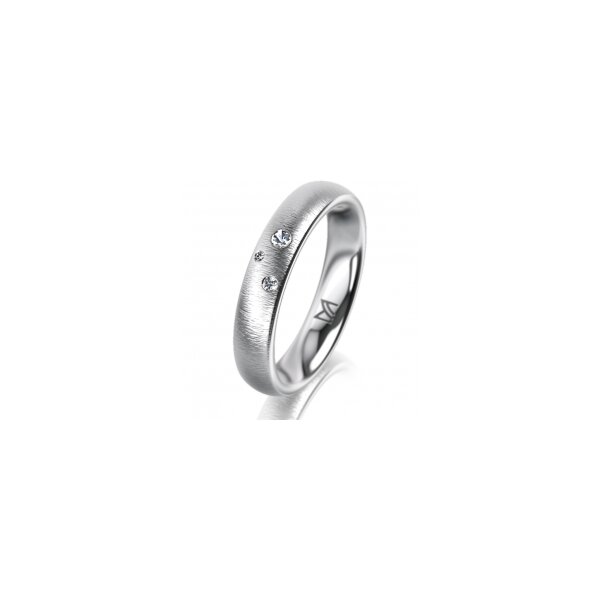 Ring 18 Karat Weissgold 4.0 mm sandmatt 3 Brillanten G vs Gesamt 0,030ct