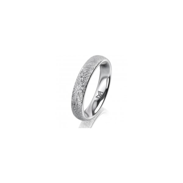 Ring 18 Karat Weissgold 4.0 mm kristallmatt 4 Brillanten G vs Gesamt 0,020ct