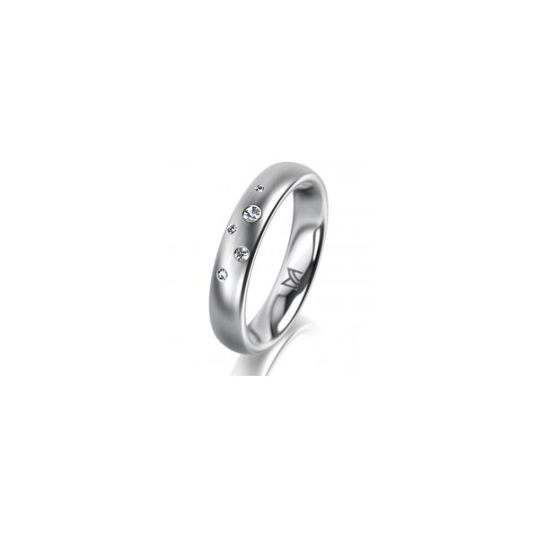 Ring 18 Karat Weissgold 4.0 mm l&auml;ngsmatt 5 Brillanten G vs Gesamt 0,035ct