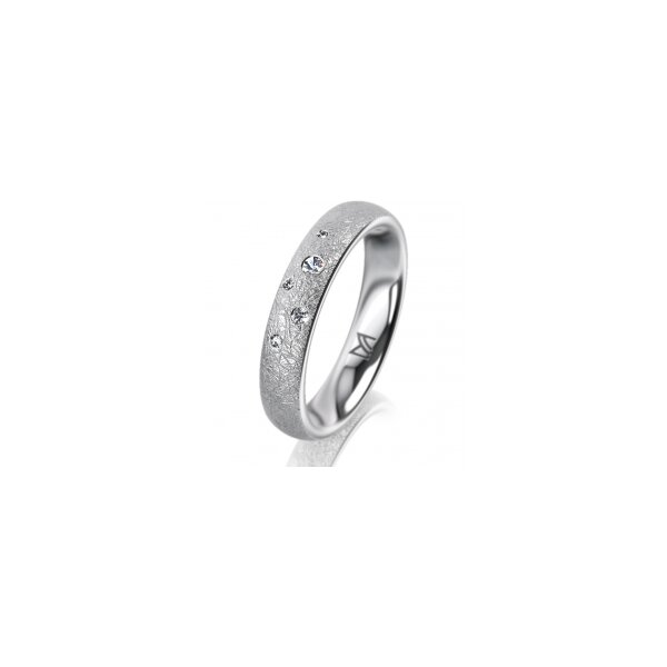 Ring 18 Karat Weissgold 4.0 mm kreismatt 5 Brillanten G vs Gesamt 0,035ct