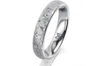 Ring 18 Karat Weissgold 4.0 mm kristallmatt 5 Brillanten...