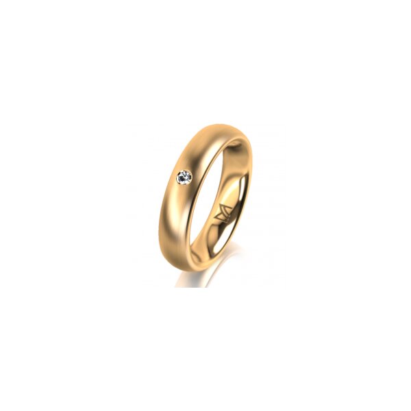 Ring 14 Karat Gelbgold 4.5 mm l&auml;ngsmatt 1 Brillant G vs 0,025ct