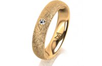 Ring 14 Karat Gelbgold 4.5 mm kristallmatt 1 Brillant G...