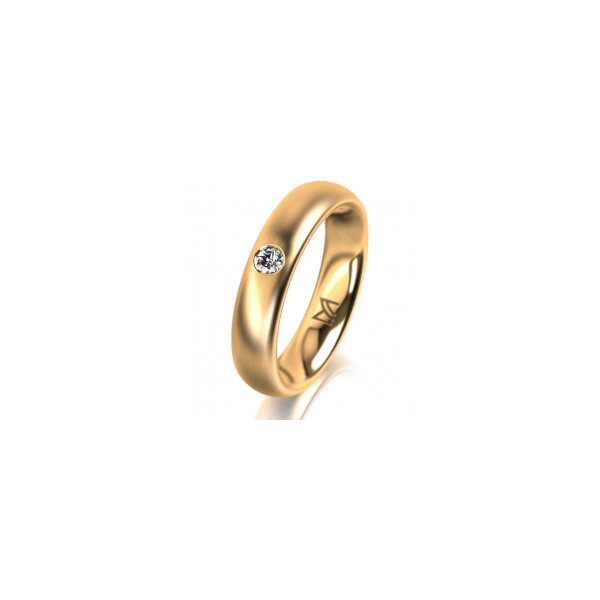Ring 14 Karat Gelbgold 4.5 mm längsmatt 1 Brillant G vs 0,065ct