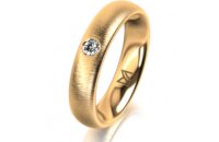 Ring 14 Karat Gelbgold 4.5 mm sandmatt 1 Brillant G vs...
