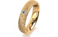 Ring 14 Karat Gelbgold 4.5 mm kristallmatt 1 Brillant G...