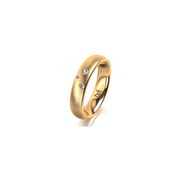 Ring 14 Karat Gelbgold 4.5 mm sandmatt 3 Brillanten G vs Gesamt 0,035ct