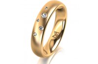 Ring 14 Karat Gelbgold 4.5 mm l&auml;ngsmatt 5 Brillanten...