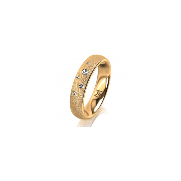 Ring 14 Karat Gelbgold 4.5 mm kreismatt 5 Brillanten G vs Gesamt 0,045ct