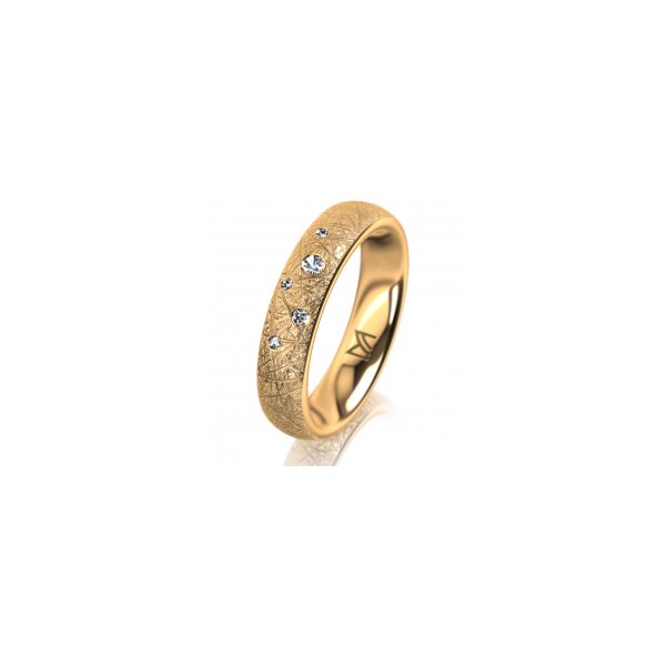 Ring 14 Karat Gelbgold 4.5 mm kristallmatt 5 Brillanten G vs Gesamt 0,045ct