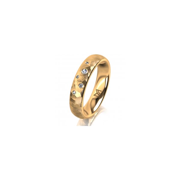 Ring 14 Karat Gelbgold 4.5 mm diamantmatt 5 Brillanten G vs Gesamt 0,045ct