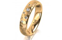 Ring 14 Karat Gelbgold 4.5 mm diamantmatt 5 Brillanten G...