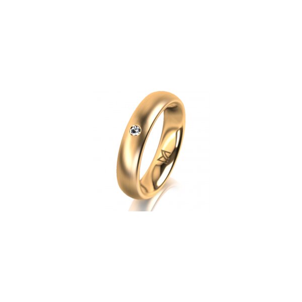 Ring 18 Karat Gelbgold 4.5 mm längsmatt 1 Brillant G vs 0,025ct